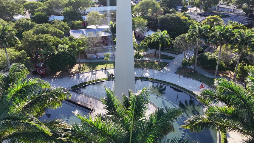 Obelisk Monument In Campina Grande In Paraiba Brazil. Obelisk Landscape. Beautiful Leisure Park. Obelisk Monument In Campina Grande In Paraiba Brazil. Downtown Skyline. Tourism Landmark.