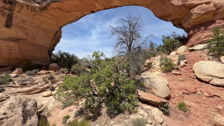 Natural Bridges, Blanding, Utah, hiking the trail, sandstone arches, cliff dwellings and desert landscape