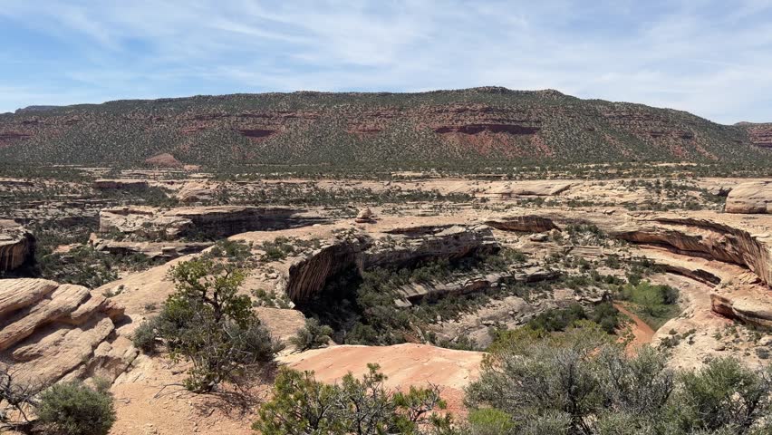 Natural Bridges, Blanding, Utah, hiking the trail, sandstone arches, cliff dwellings and desert landscape