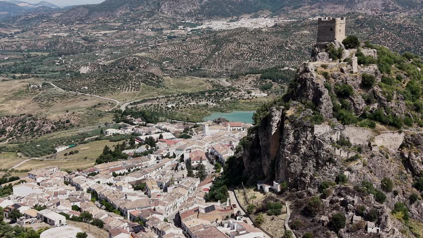 The town of Zahara de la Sierra and its beautiful castle atop the hill, Andalusia