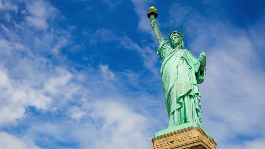 Iconic statue of liberty in new york city harbor
