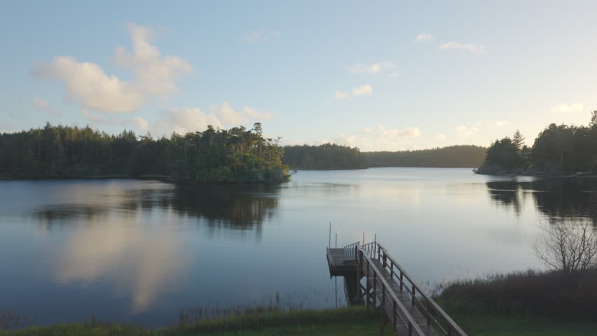 Time lapse shot of sunset on Oregon lake.
