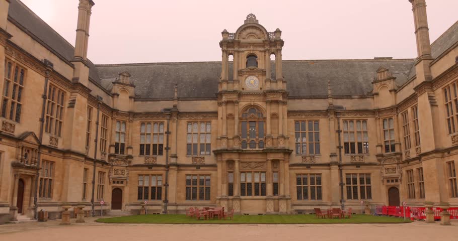 Front view of the iconic Examination Schools building in Oxford, an important academic and architectural landmark of the university.
