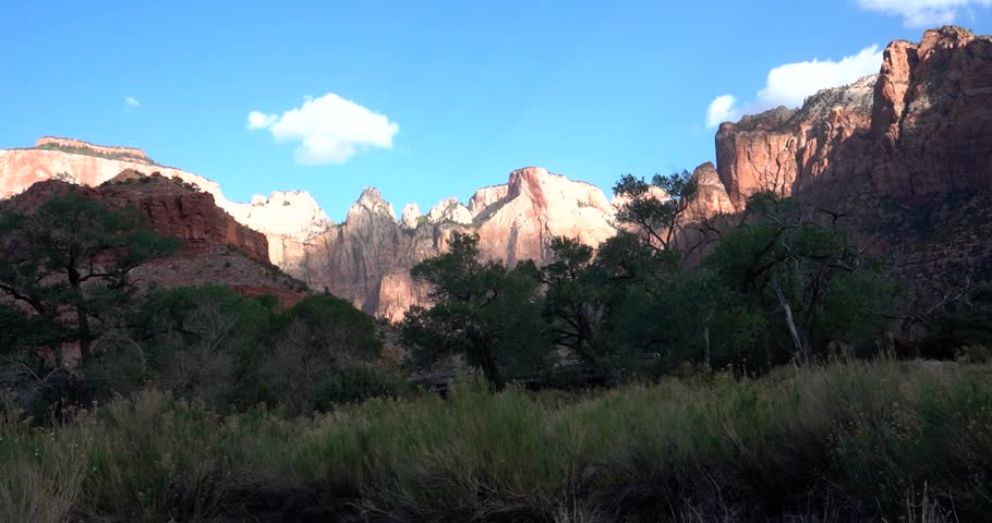 Panoramic view of Zion National Park, Utah mountains