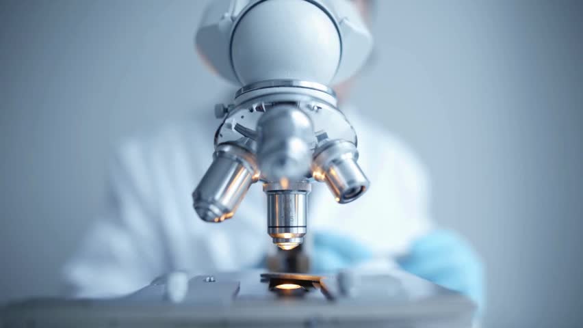 A scientist studies microbial life under a microscope, investigating the role of bacteria in food spoilage and how to prevent contamination.