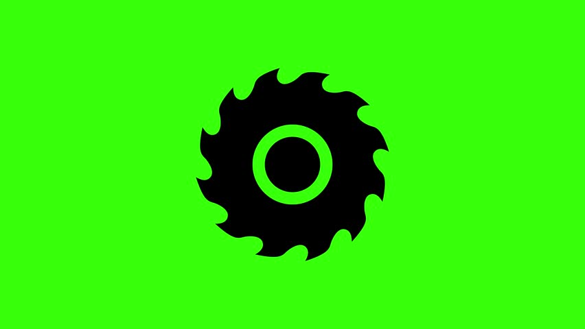 Rotating Circular Saw Blade Graphic Green Screen Loop