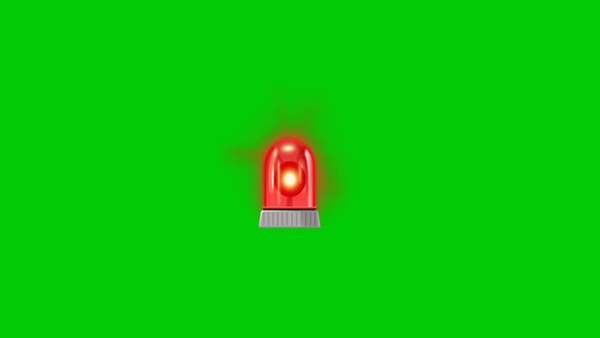 Siren, emergency, alarm, traffic light animation, green background 