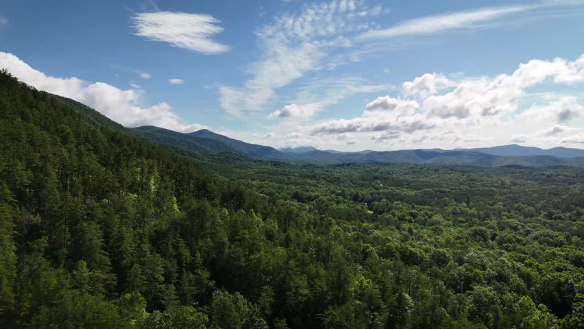 Flying above Appalachian mountains close to Helen, Georgia