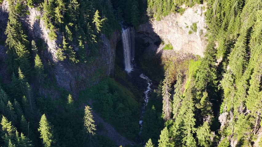 The picturesque Tamawanas Falls flow through Mt. Hood National Forest which spans all the way to the Columbia River Gorge in Oregon. This scenic area, near Portland, offers year-round recreation.