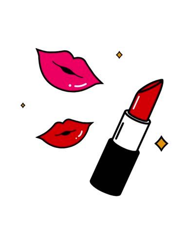 Lipstick and lips vector illustration isolated on white background