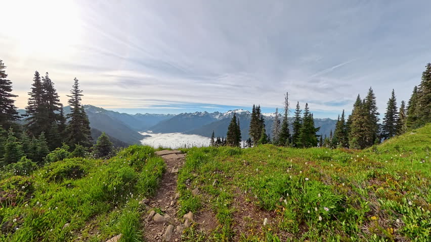 Looking Out Over Cloud Inversion Below Mount Olympus in Washington