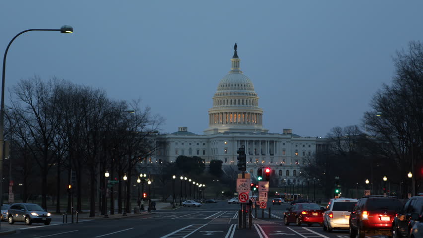US Capitol Building, Washington DC Skyline, Congress, Dusk, Pennsylvania Avenue