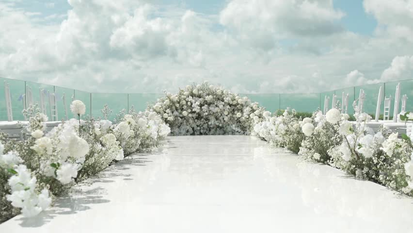wedding place with lake background