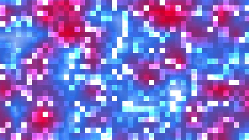 Pixelated neon mosaic with blue and magenta colors