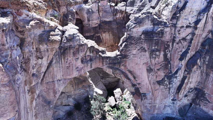 aerial view of sandstone arch in New Mexico