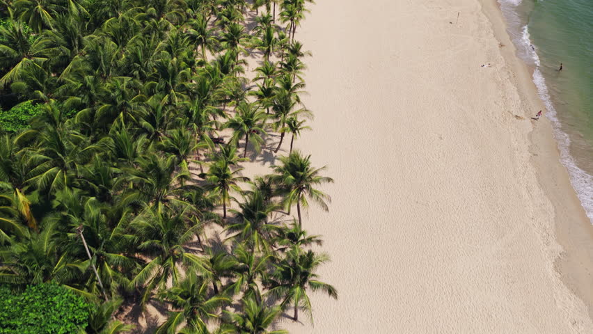 My Khe Beach With Long Stretch Of Sandy Shoreline In Da Nang, Vietnam - Aerial Drone Shot