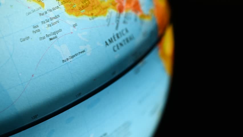 Spinning Globe on Black Background Close Up
