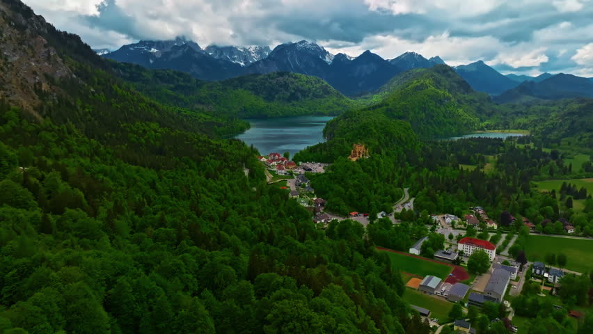 Aerial view of Neuschwanstein Castle in Bavaria Germany at summer