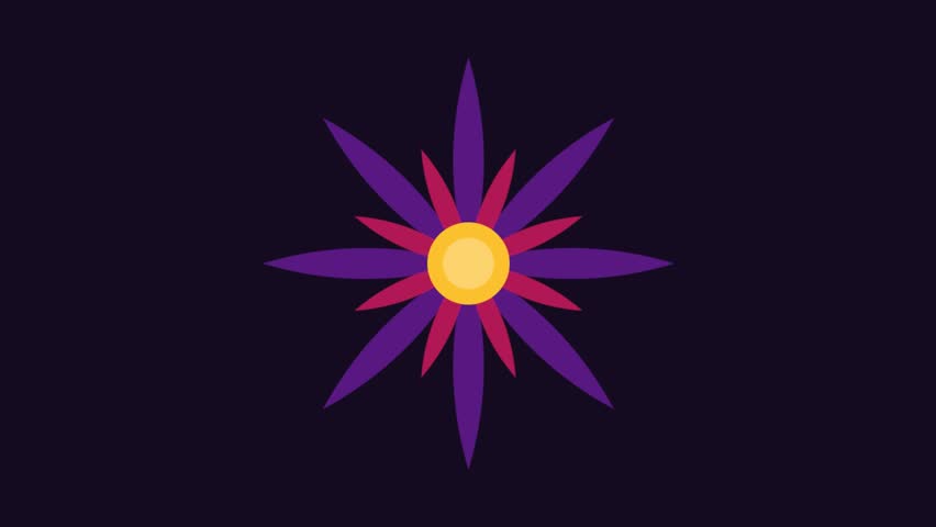 Abstract Rotating Flower Animation with Purple and Pink Petals