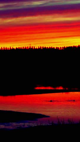 Colorful Sunset Over a National Park Lake in Canada