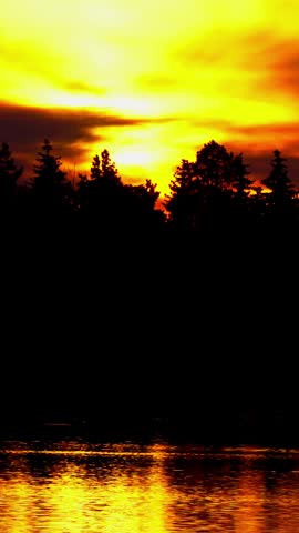 Colorful Sunset Over a National Park Lake in Canada