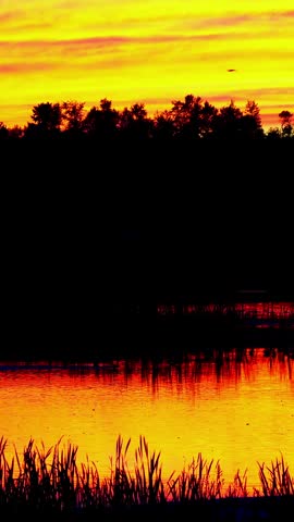 Colorful Sunset Over a National Park Lake in Canada