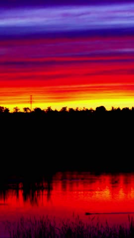 Colorful Sunset Over a National Park Lake in Canada