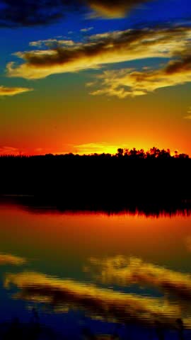 Colorful Sunset Over a National Park Lake in Canada
