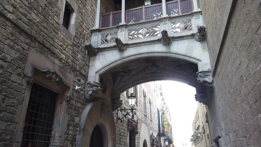 POV Walk Through Gothic Quarter Streets in Barcelona