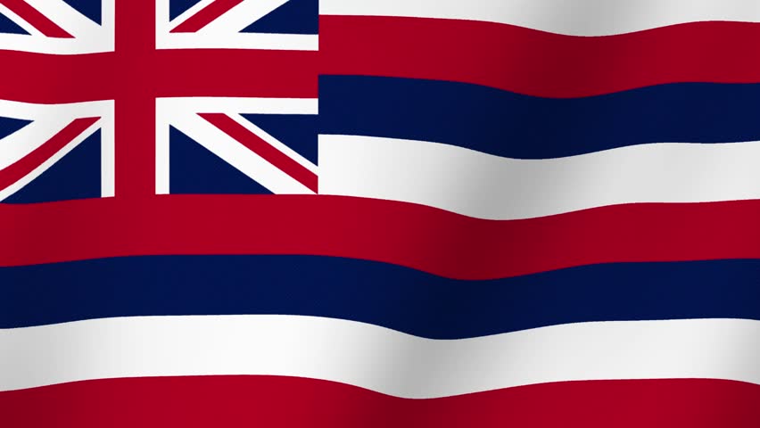 Waving Hawaiian Flag with Union Jack and Eight Stripes