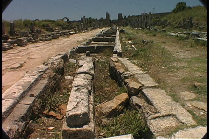 Water channel running down the middle of the North South Street, Perga, Turkey