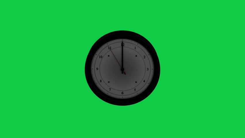 Clock zooming, second hand sweeping, hour minute hands rotating, showing time on transparent bg. Timepiece, dial, analog, movement, bezel, 3drender, studio