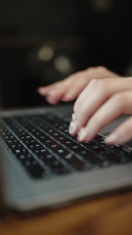 Close Up of Female Hands Using Laptop for Remote Work