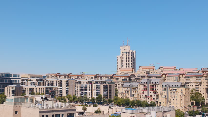view on new buildings Modern residential area in Jerusalem. Jerusalem, Israel. panorama of the city.
