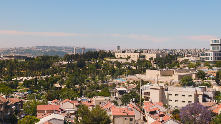 view on new buildings Modern residential area in Jerusalem. Jerusalem, Israel. panorama of the city.