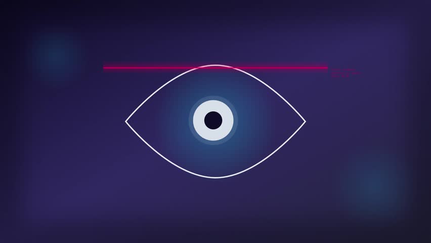 eye view visibility icon with scanning laser line.