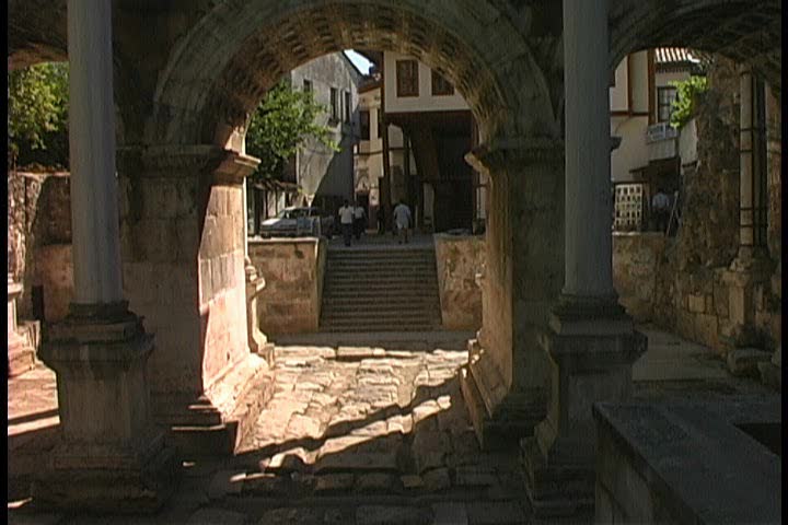 Ancient Attaleia Roman gate of Hadrian in modern Antalya, Turkey