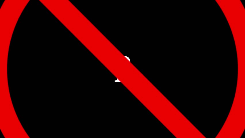 No parking sign animation, traffic prohibition symbol on black background, traffic sign road, sign