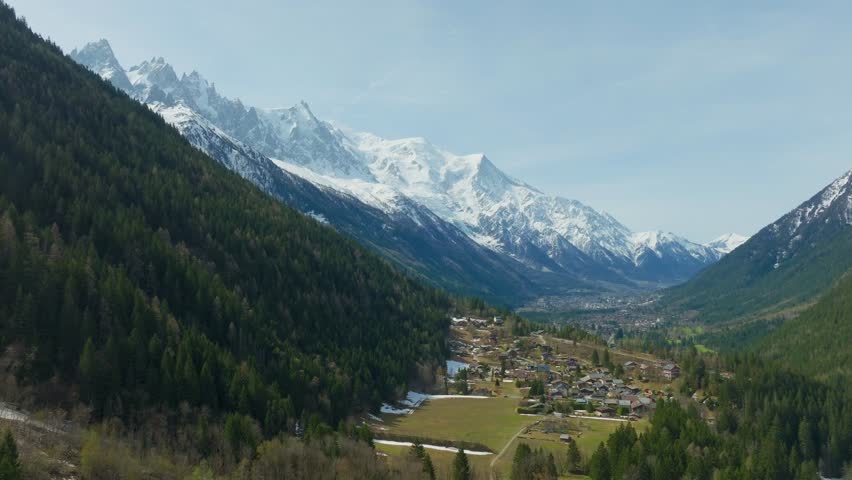 Chamonix-Mont-Blanc and Le Lavancher Village - Aerial Shot