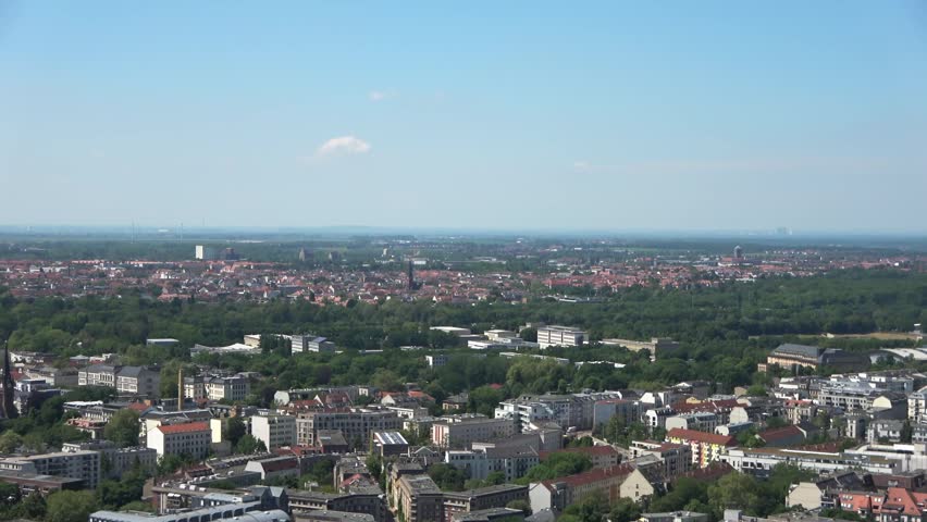 Aerial panoramic view of Leipzig, Germany, showing the city