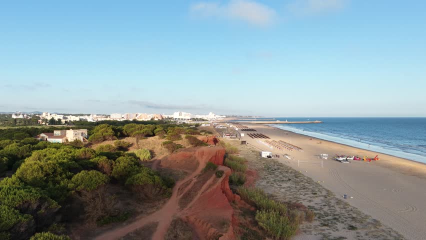 Neighborhood area with luxury villas at shoreline of Algarve, Portugal
