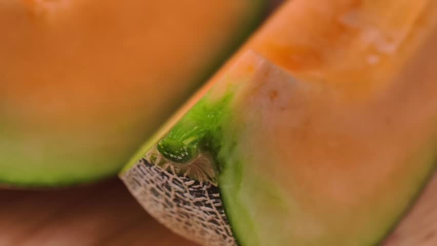 Sliced pieces of fresh sweet cantaloupe melon