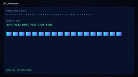 Futuristic QKD dashboard displaying real-time photon stream data and secure hexadecimal encryption keys. cybersecurity and tech concepts. - Powered by Shutterstock - Get 15% off with code: PIKWIZARD15