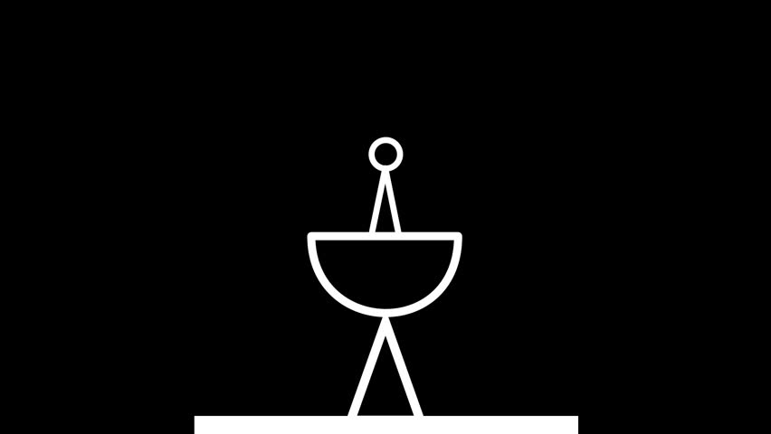 Animated satellite dish transmitting signals. Seamless loop for telecommunication, radio, and wireless network concepts. Black background.