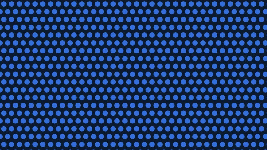 Comic book style bang text floating in jagged burst on moving blue halftone dots, pop art onomatopoeia, seamless loop