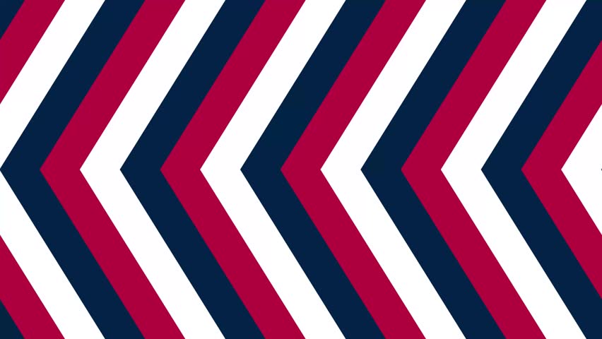 Blue, Red, and White Left Arrow Stripes Animated Pattern. Left Arrow Stripes Motion background