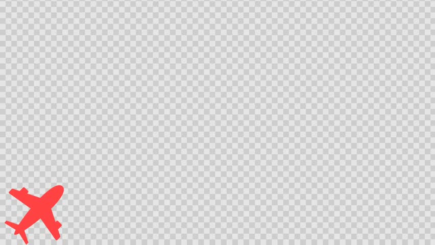 Red airplane icon, travel flight animation