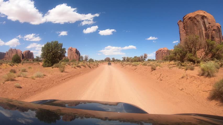 Smooth motion footage of towering sandstone formations in Monument Valley