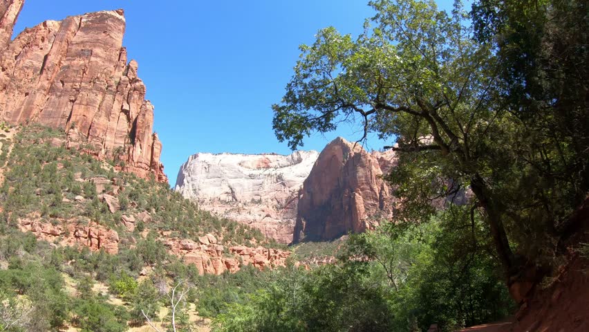 Scenic panoramic views across Zion Canyon in the American Southwest