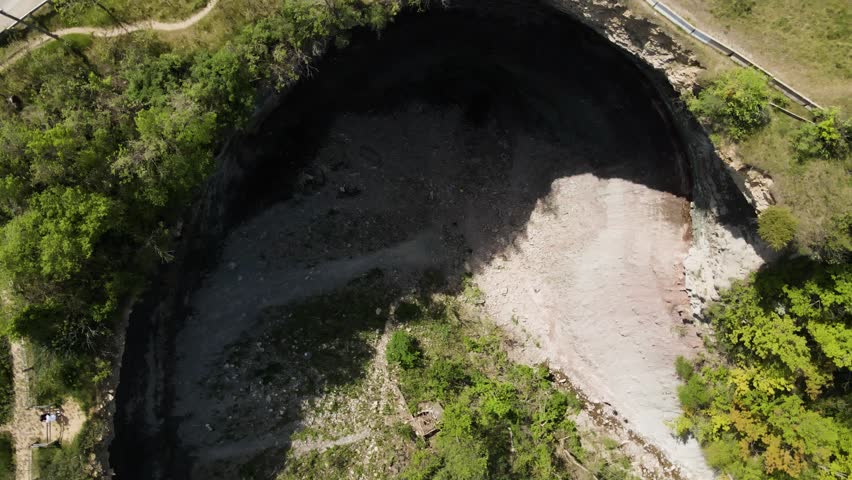 Aerial view of the rocky gorge and lush forest at Devil